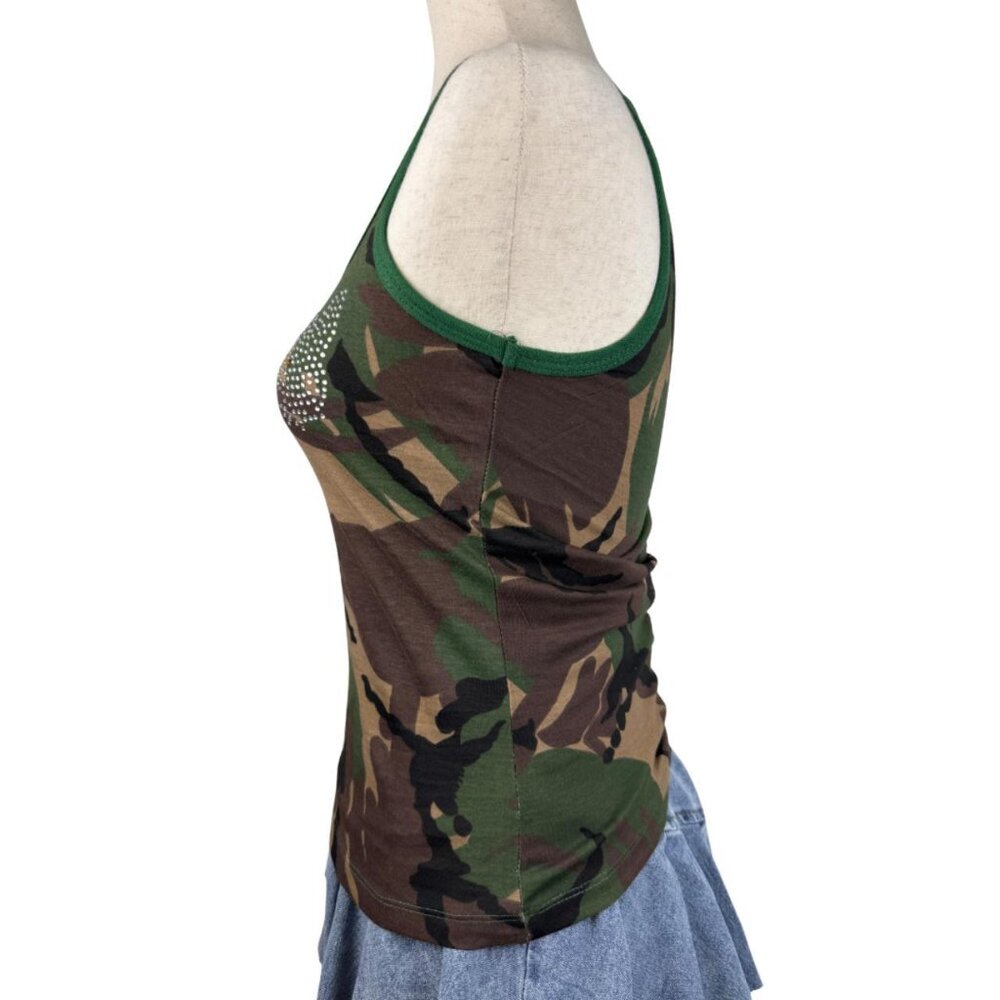 Camo Rhinestone Rabbit Graphic Tank Top Size Large - Picture 3 of 5